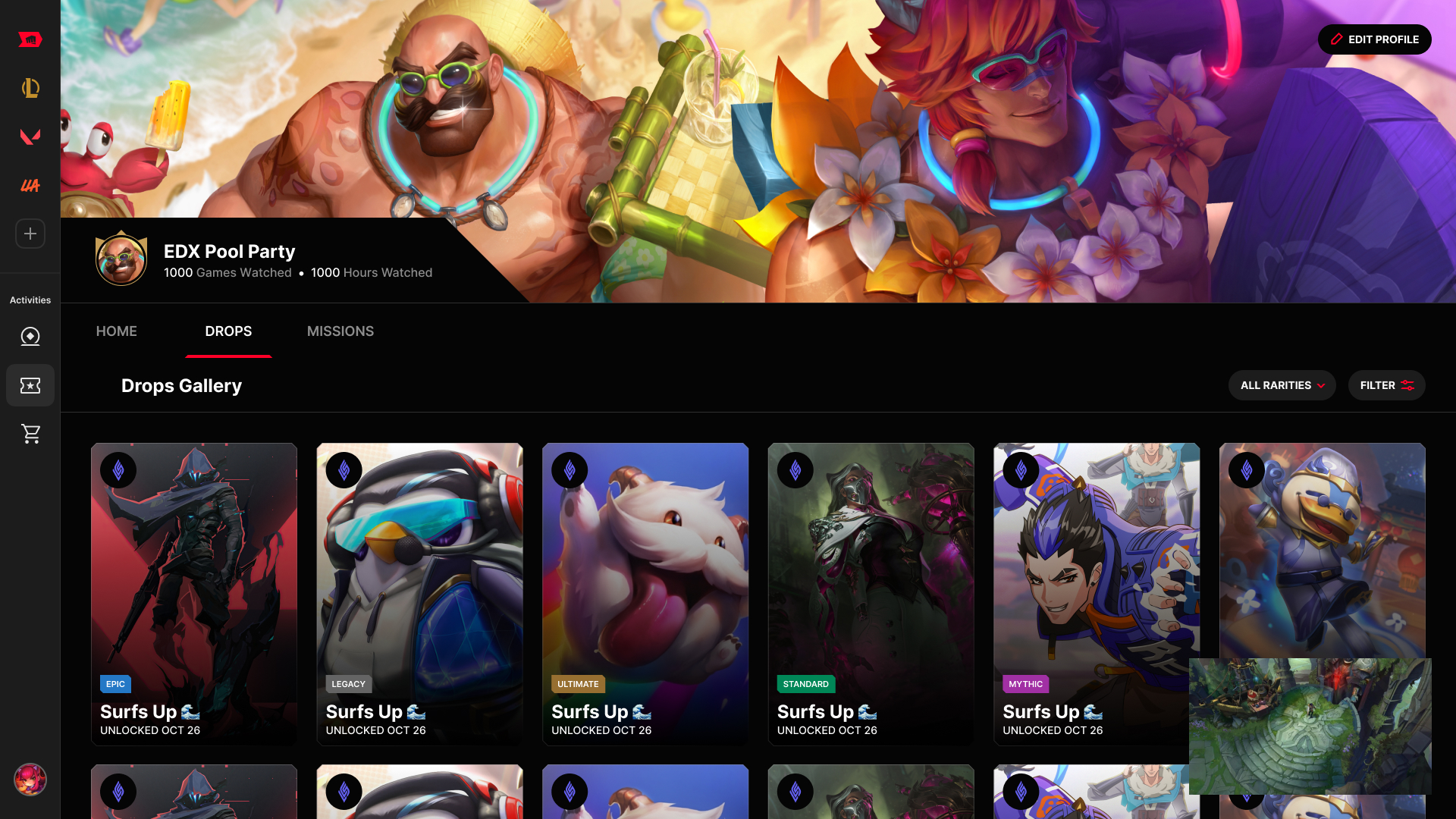 Drops—watching earned in-game items, the loop only Riot could close